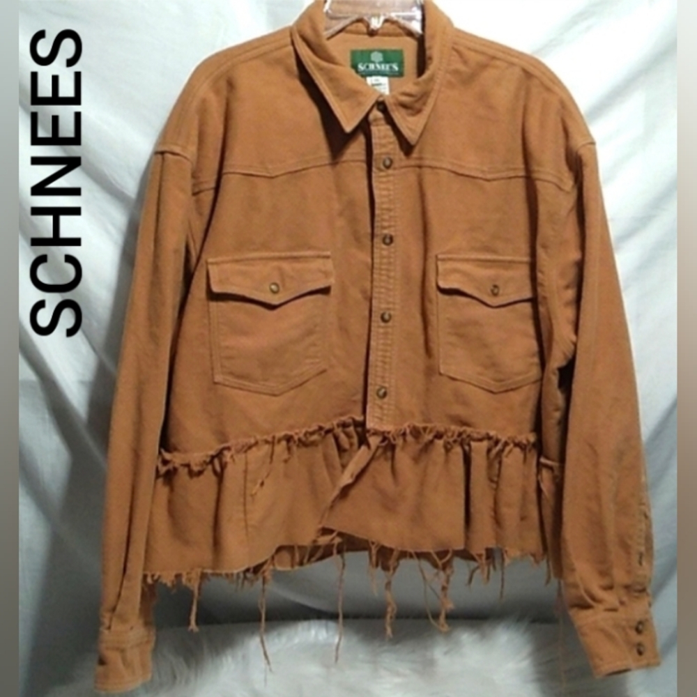 (BX53) SALE! Schnee's Bozeman Montana Factory Distressed Button Up Jacket Top